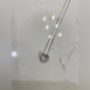 Diamond Heart 9” Pendant Necklace in 14k Gold-Plated Sterling Silver